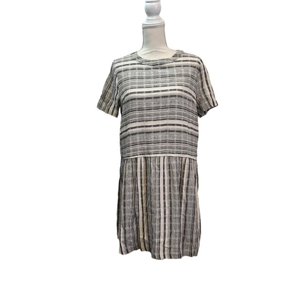 Mod Ref Breezy Striped Casual  Lightweight Cotton Cottage Kinfolk Shift Dress‎ L - Picture 9 of 9